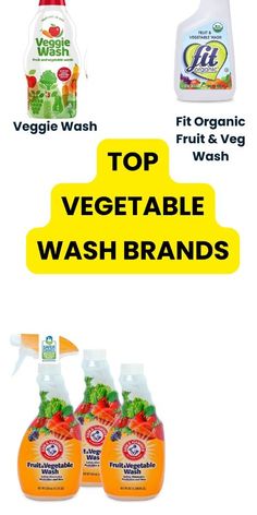 the top vegetable wash and dishwash products are shown in this ad for fresh veggies