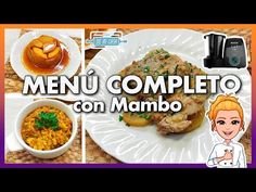 a plate with food on it and the words menu completo con manbo