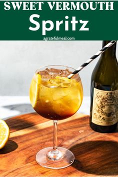 This Sweet Vermouth Spritz Cocktail has an Italian flair, similiar to an Aperol Spritz. It's an easy vermouth cocktail that is perfect for holiday parties or New Year's Eve celebrations. The combination of sweet vermouth and bubbles creates a refreshing and elegant drink that’s incredibly easy to make. Vermouth Spritz, Spritz Cocktail Recipes, Vermouth Cocktail, Cranberry Margarita