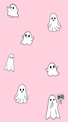 ghost stickers on a pink background