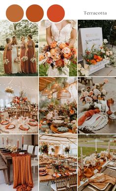 an orange and brown wedding color scheme