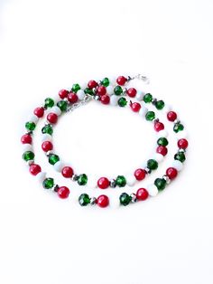 Small Bead Christmas Necklace Simple Necklaces Christmas - Etsy Christmas Jewelry With Round Spacer Beads, Christmas Jewelry With Faceted Round Beads, Christmas Jewelry With Round Faceted Beads, Elegant Beaded Christmas Necklaces, Elegant Christmas Beaded Necklaces, Holiday Colorful Beaded Jewelry, Christmas Gift Beaded Necklaces With Round Beads, Holiday Jewelry With Colorful Beads, Green Round Bead Jewelry For Holidays