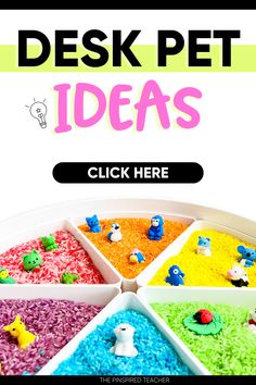 a tray filled with lots of different colored rice and small animals on top of it