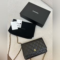 New With Tags Bought A Few Months Ago Comes With Dustbag And Box Stickers Still On Hardware Black Caviar With Gold Hardware Classic Clutch Flap Bag, Elegant Double Flap Shoulder Bag For Shopping, Classic Black Flap Bag For Shopping, Elegant Black Double Flap Bag, Chanel Boy Bag Black, Chanel Quilted Bag, Chanel Clutch, Chanel Chain, Vanity Bag