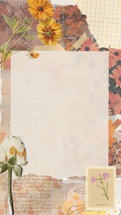 a collage with flowers and papers on it