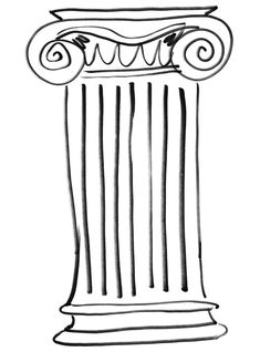 a drawing of an old greek column with scrolled designs on the top and bottom