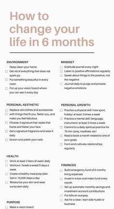 motivation list for more productive life More Productive Life, Motivation To Get Life Together, Changing Your Life In 6 Months, Motivation For Productivity, Evy Pompourous, 6 Month Life Change Plan, How To Work On Yourself For 6 Months, Change Life In 6 Months, How To Make Your Life Aesthetic