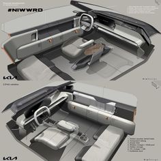 the inside and outside view of a futuristic vehicle