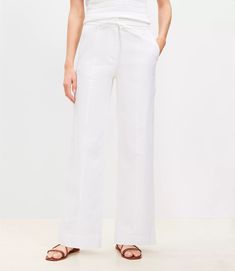 White Relaxed Fit Tapered Leg Pants, White Linen Tapered Leg Pants, Straight Linen Pants With Pull-on Style, Fitted Linen Ankle-length Pants, Straight-leg Linen Pants With Five Pockets, Straight Pants, Cotton Linen, Effortless Style, Fashion Accessories