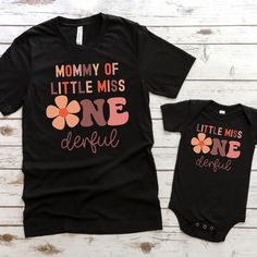 When ordering Select the size shirt that you'd like and the family member. Add it to your cart. Repeat for each shirt you order. Content + Care -Machine wash cold and tumble dry low Size + Fit -True To Size Fit (American Uni-Sex Sizes for T-Shirts) -Available in baby 3month-18 months, toddler 2t-5t, youth small-XL, and adult sizes small, medium, large, x-large, 2x-large, and 3x-large Processing + Shipping Your order will ship out in 2-5 days. Please allow 1-2 days for processing. Most orders are Retro First Birthday, Isn't She Onederful, Little Miss Onederful, Miss Onederful, Birthday Boho, Outfit Retro, Family Matching, Little Miss, Matching Shirts