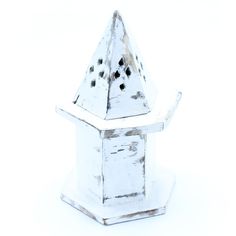 Incense Holder - Pyramid Mini House - White Washed - SHAMTAM.COM Tea Jewelry, Wooden Lanterns, Incense Sticks Holder, Whitewash Wood, Plant Vase, Incense Holders, Woodworking Skills, Incense Cones, Mini House