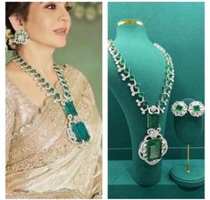 Nita Ambani inspired Gorgeous fine quality luxurious Emerald CZ necklace set in White gold plating and matching Earrings *Comes with Statement matching earrings *AAA quality cubic zirconia used. *Highest quality and craftsmanship *Necklace Fitting is adjustable *Earrings Closure: Pushback Necklace Closure: Hook Hi! Total length of the necklace 22-24 inches, adjustable length Upper stone length 4 inches Lower stone length 4.5 inches approx Item includes necklace and studs earrings Ambani Necklace, Cz Stone Necklace, Nita Ambani, Indian Diamond Jewellery, Emerald Green Necklace, Necklace Set With Earrings, Gemstone Choker, Silver Necklace Set, Jewellery Indian