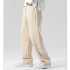 Summer Solid Color Casual Wide Leg Sweatpants Fabric: 50% Cotton+50% Polyester Size: M, L, XL, 2XL, 2XL Multiple Color Selections: Khaki, Gray  Season: Spring, Fall, Summer Casual Plain Winter Pants, Beige Wide Leg Leisure Pants, Beige Wide Leg Casual Sweatpants, Casual Beige Wide Leg Sweatpants, Casual Beige Winter Bottoms, Casual Beige Wide-leg Sweatpants, Wide Leg Beige Sweatpants For Winter, Casual Beige Pants For Winter, Casual White Plain Pants