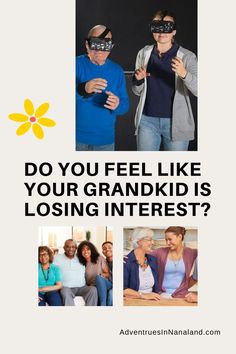 an advertisement for the grandkid's losing interest program with two people wearing blindfolds