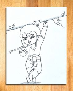 a drawing of a woman holding onto a tree branch