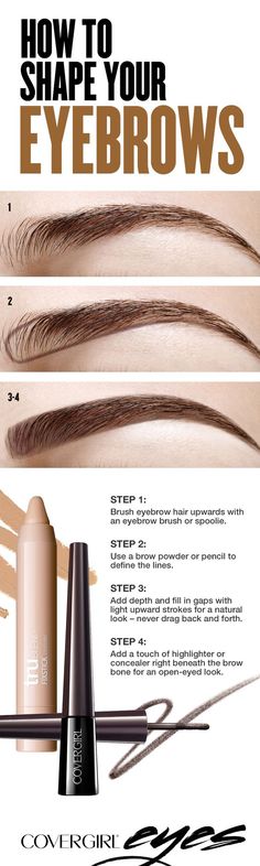 Filling in your eyebrows doesn't have to be a lengthy process. Keep it simple by using a brow powder or pencil to define a bottom line, and then smudge upwards and blend. Get the tutorial at Covergirl.  prima.co.uk Shape Your Eyebrows, Bold Eyebrows, Permanente Make-up, Bentuk Alis, Makeup Tip, Eye Brows, Smink Inspiration, Brow Powder