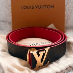 Monogram And Red Reversible Belt Size: Eu 85/34 Us Gently Worn, Well Taken Care Off. With Box And Dust Bag Items For Men, Reversible Belt, Louis Vuitton Accessories, Belt Size, Authentic Louis Vuitton, Dust Bag, Louis Vuitton, Monogram, Man Shop