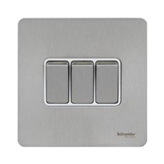 a brushed steel three gang light switch