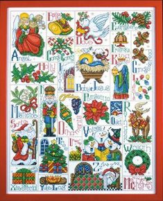 a cross stitch pattern with christmas decorations