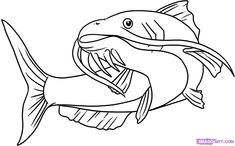 a fish with its mouth open coloring page