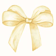 a watercolor drawing of a yellow bow on a white background with clippings