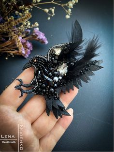 Black raven jewelry Glass beaded bird brooch crow witchy | Etsy Crow Jewelry, Raven Jewelry, Beaded Bird, Hummingbird Jewelry, Black Raven, Wing Jewelry, Jewelry Glass, Witch Jewelry, Swarovski Beads