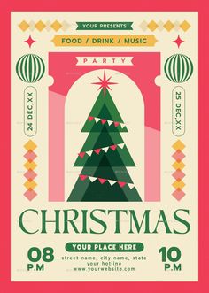 Christmas Party Flyer Christmas Event Poster Graphic Design, Xmas Illustration Design, Christmas Party Illustration, Holiday Brochure, Christmas Flyer Design, Window Wonderland, Holiday Posters, Christmas Poster Design, Christmas Party Flyer