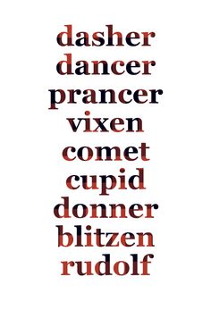 some type of typogramic that is in different colors and font styles, including red