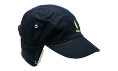 the hat is black and has neon green letters on it