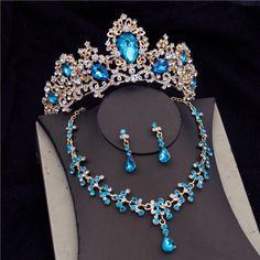 Bridal ewelry Sets- Baroque Crystal Bride Jewelry Sets for Women Tiaras Wedding Necklace Set Crown Earrings Bridal Necklace Sets Fashion AccessoryModel Number:1005003484659955 Blue Crystal Jewelry Sets For Wedding, Blue Jewelry Sets For Wedding, Wedding Jewelry With Crown Design, Royal Blue Jewelry For Wedding, Elegant Crown Design Necklace For Wedding, Gold Crystal Crown Jewelry, Gold Crystal Crown Shaped Jewelry, Blue Crystal Jewelry For Celebration, Elegant Crown-shaped Wedding Necklaces