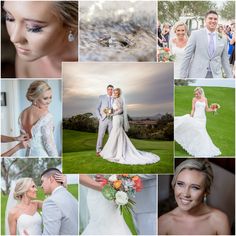 a collage of wedding photos with bride and groom