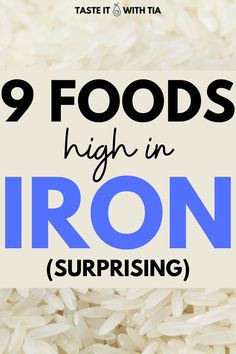 9 foods that are high in iron! These are great foods for women, who need more iron than men, and those who have anemia. You may be surprised about what you find on the list! #iron #ironrich #anemia Meal Prep High In Iron, High Iron Low Cholesterol Recipes, Natural Iron Sources, How To Improve Iron Deficiency, List Of Iron Rich Foods, Best Iron Rich Foods, Iron Rich Vegetables, Heme Iron Rich Foods, Ferritin Levels High