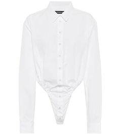 Magda Butrym - Snake-print silk shirt | Mytheresa White Fitted Bodysuit For Daywear, White Stretch Bodysuit For Work, White Workwear Bodysuit, White Fitted Bodysuit For Workwear, Polo Ralph Lauren Kids, Printed Silk Shirt, Y Project, Magda Butrym, White Bodysuit