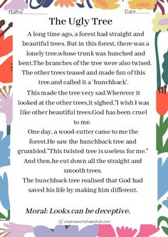 the ugly tree poem with colorful flowers