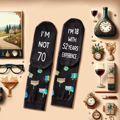 70 YEARS BIRTHDAY GIFTS: Delight your loved ones with our charming socks, perfect for a 70th birthday celebration. Featuring festive patterns like birthday cakes, gift boxes, and balloons, these socks add a playful touch. The witty quote on the bottom reads, "I'M NOT 70, I'M 18 WITH 52 YEARS EXPERIENCE." BIRTHDAY GIFTS FOR HIM: These socks could be the perfect birthday gift for your dad, grandpa, husband, brother, uncle or male friend. RETIRED GIFTS FOR WOMEN: Celebrate the milestone of turning 70 Birthday Gifts For Men, Gift Ideas For 70th Birthday For Men, Funny Gifts For 70 Year Old Man, 70 Year Old Women, 38th Birthday, 70th Birthday Gifts, Brother In Law, Female Friends, Sister In Law