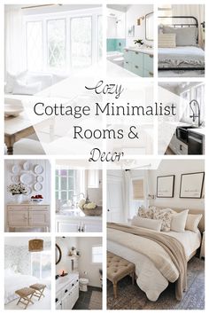 collage of cottage minimalist rooms and decor