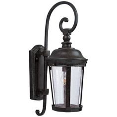 an outdoor wall light with a black finish