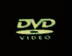 the logo for dvd video is projected on a black background with green letters and an arrow