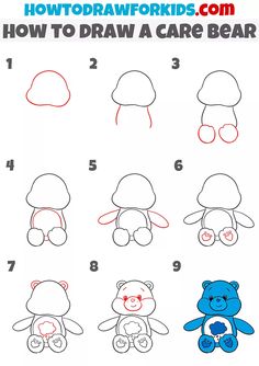 how to draw a care bear step by step drawing instructions for kids and beginners