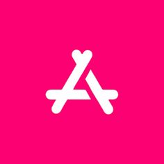 the letter a is made up of two white lines on a pink background with an inverted triangle