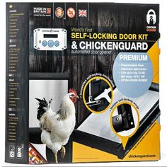 the chicken door kit is open and ready to be used for pecking or pooping