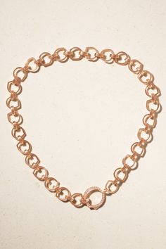 Repossi's designs are handcrafted in Italy and France using time-honored techniques. Cast from 18-karat rose gold, this necklace features the brand's sculptural 'Antifer' links - one is encrusted with a row of sparkling diamonds. Modern Rose Gold Tarnish-resistant Necklaces, Rose Gold Chain Necklace With Round Pendant, Tarnish Resistant, Rose Gold Chain Necklace With Tarnish Resistant Round Pendant, Rose Gold Tarnish-resistant Chain Necklace With Round Pendant, Formal Rose Gold Metal Chain Necklace, Luxury Tarnish Resistant Rose Gold Chain Necklace, Modern Rose Gold Metal Necklace, Rose Gold Adjustable Chain Necklace In Fine Jewelry Style, Fine Jewelry Rose Gold Chain Necklace With Adjustable Chain