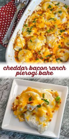 cheesy bacon ranch potato bake on a white plate