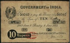 an old india ten rupees note