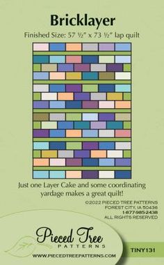 Bricklayer Quilt Pattern by Pieced Tree Patterns Brick Quilt, Layer Cake Patterns, Tiled Quilt, Quilt Big, Layer Cake Quilts, Quilt Sewing Patterns, Geometric Quilt, Lap Quilts, Tree Quilt