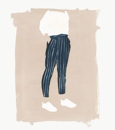 a drawing of a person in striped pants