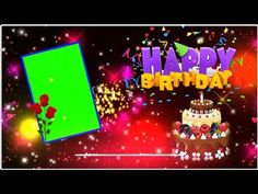 an animated birthday card with a cake and flowers on the table, surrounded by confetti