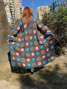 Granny Square Cardigan, Spring Cardigan, Knit Sweater, Colorful Cardigan, Crochet Jacket, Loose Cardigan, Hippie Coat, Boho Coat, Chunky Coat, Spring Cardigan, Sweater Colorful