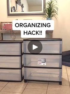 an organized dresser is shown with the words organizing hack written on it and in front of it