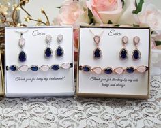 Navy Blue CZ Light pink Tear drop earrings, Bridesmaid Earrings, Bridal Earrings, Wedding Earrings, Cubic Zirconia Earrings For Mother's Day Wedding, Light Pink Crystal, Customized Bridesmaid Gifts, Tear Drop Earrings, Earrings Bridesmaid, Cubic Zirconia Earrings, Earrings Pink, Zirconia Earrings, Earrings Wedding